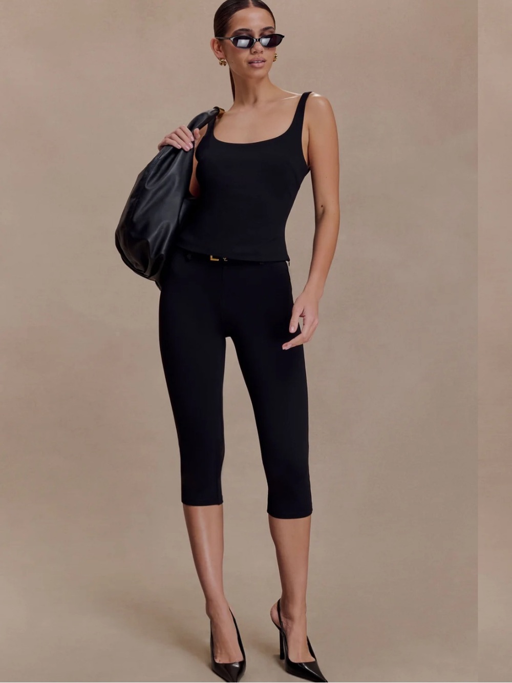 Meshki Black Cropped Ponte Leggings - Women's Pull-On Capri Pants